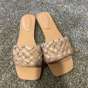Marc Fisher Women's Tan Braided Slide Sandals